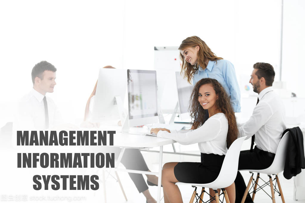 管理信息系統的概念。商務會議辦公室里的人